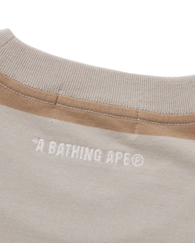 T Shirts Bape Ape Head One Point Hoop Beige Homme | TUK-19278472